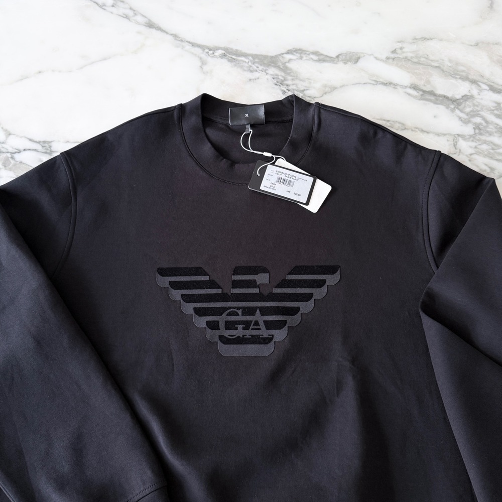Emporio Armani Eagle Black Felpa Sweatshirt X-Large EM005930 AF10013 Crewneck
